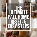 Real cozy autumn home collage showing entry drop zone and kitchen coffee station for fall home reset