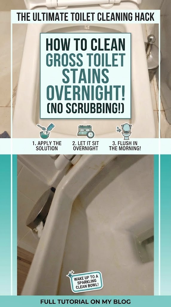 How to clean toilet bowl overnight using natural ingredients and no scrubbing